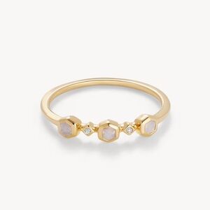 Kendra Scott Davie 18k Gold Trio Band Ring in Rainbow Moonstone Size 9